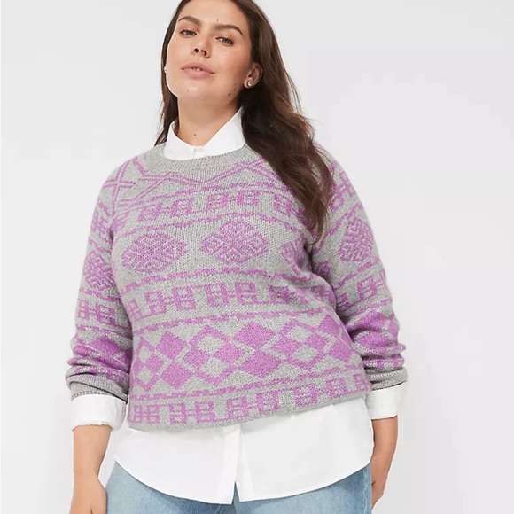 Lane Bryant Crew-Neck Jacquard Sweater plus size 26/28 - Picture 2 of 8